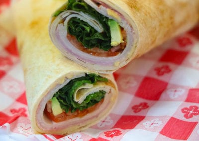 closeup of a fresh rollwich at Box Lunch